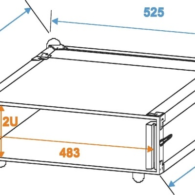 Desenho técnico de rack metálico com dimensões em milímetros