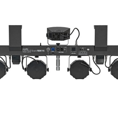 Aparelho de iluminação profissional musical LED 4 fachos preto com cabos