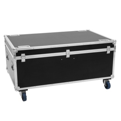 Mala de transporte preta com rodas sobre fundo branco