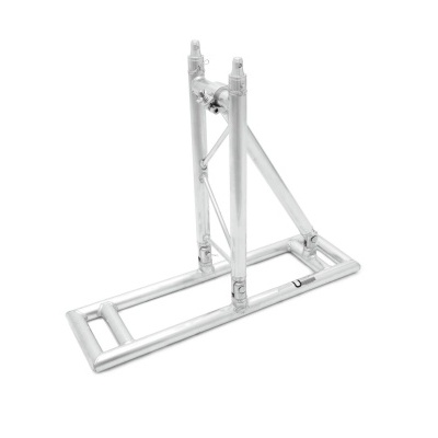 Suporte metálico branco com base retangular e estrutura vertical