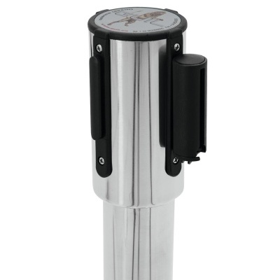 Suporte para barreira metálico prateado com botão e mostrador