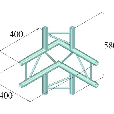 Estrutura metálica com dimensões em fundo branco