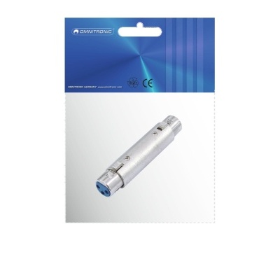 Conector XLR de metal prateado em embalagem com bandeira azul e branca CENTRONIC