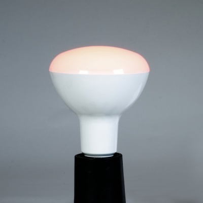 Lâmpada LED branca com cúpula opaca e base preta