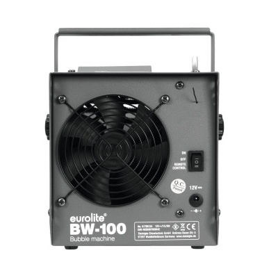Máquina de bolhas Eurolite BW-100 cinzenta com ventilador preto e alça metálica