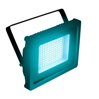 Refletor LED quadrado preto com luz azul