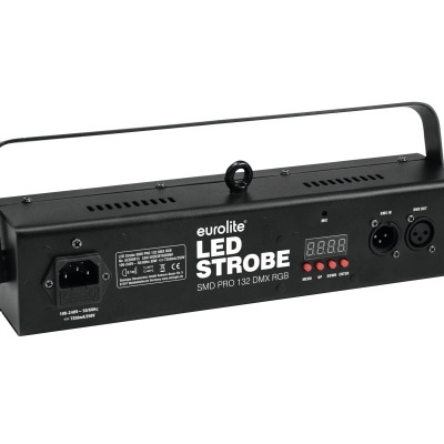 Luz LED estrobo Eurolite preta com mostrador digital e alça
