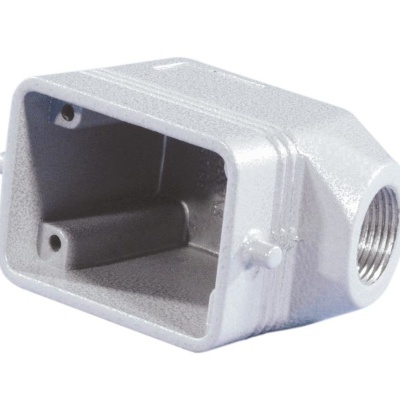 Caixa metálica cinzenta roscada para componentes eléctricos