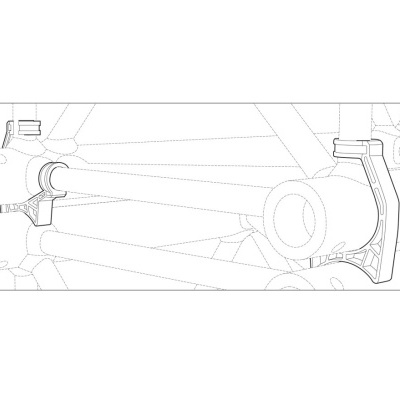 Suportes de tubo cilíndricos de cor clara ligados a estrutura tubular