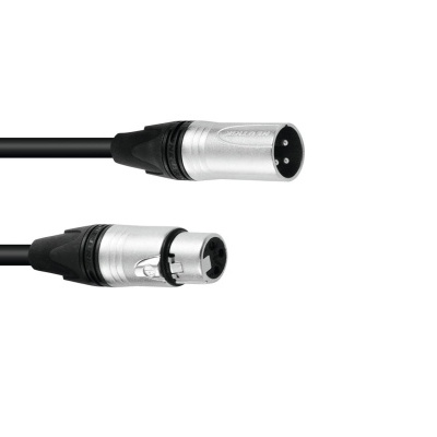 Cabo XLR com conector macho de três pinos e conector fêmea de três orifícios