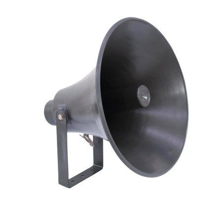 Altifalante preto com suporte metálico