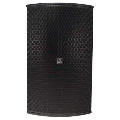 coluna de som preta com padrão perfurado