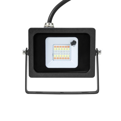 Projetor LED quadrado preto com LEDs e suporte metálico