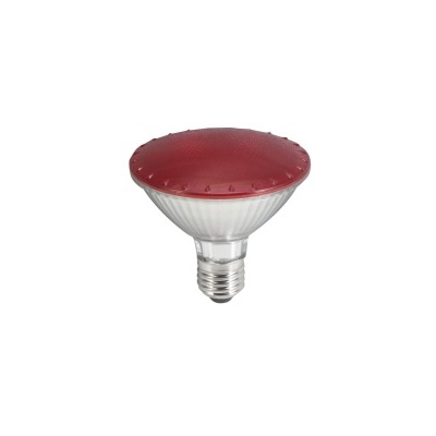 Lâmpada LED PAR30 com vidro vermelho e base metálica