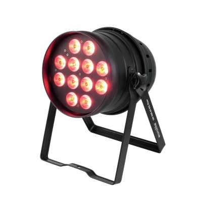 Projetor de luz LED preto com LEDs vermelhos em fundo branco