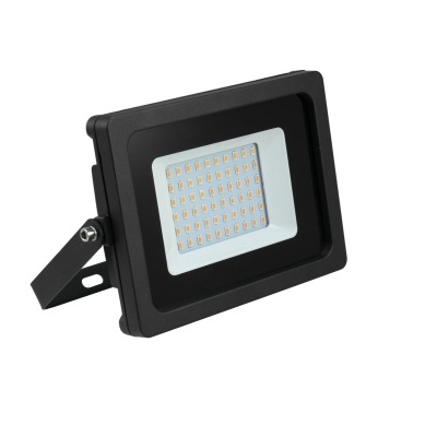 Projetor LED preto retangular com LEDs em matriz e suporte ajustável