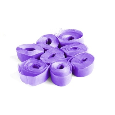 Nove rolos de fita adesiva roxa em vários tamanhos sobre fundo branco