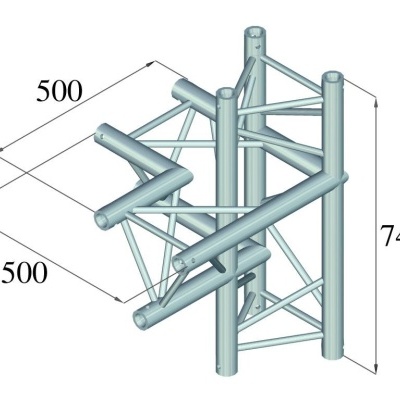 Estrutura metálica tridimensional com tubos e medidas indicadas