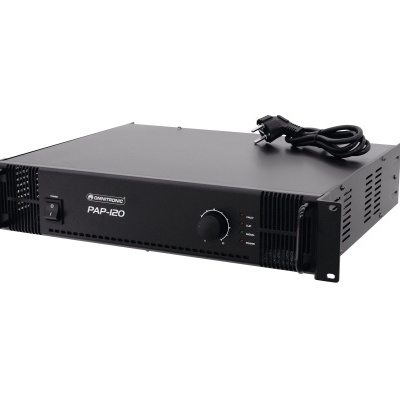 Amplificador Soundcraft PAP-120 preto com botão rotativo e tomada elétrica