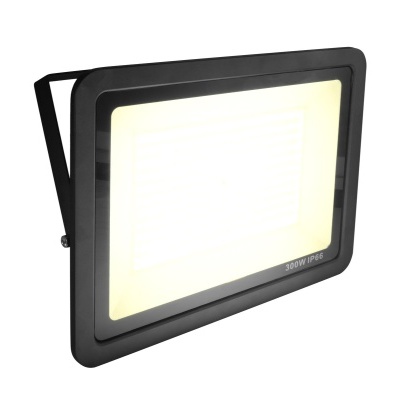 Projetor LED retangular preto com iluminação branca