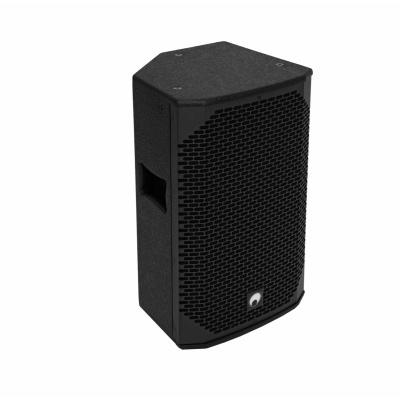 Coluna de som preta com grelha hexagonal frontal