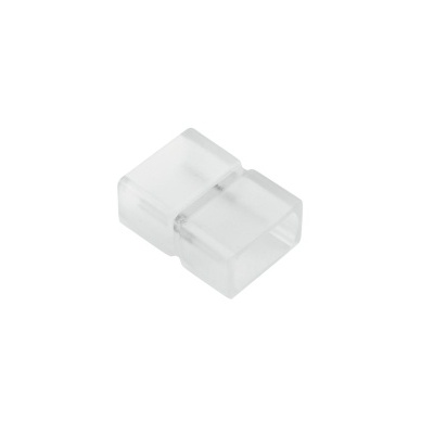 Conector de plástico transparente em fundo branco