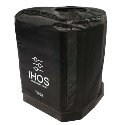 Capa protetora preta para equipamento com texto IHOS INTELLIGENT AUDIO e TINOS