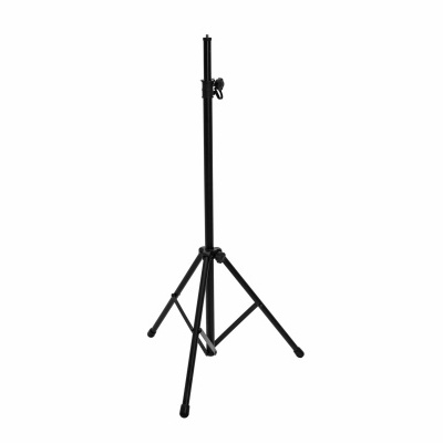 Suporte tripé preto de metal com três pernas e ajuste de altura