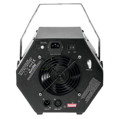 Iluminação preta com ventoinha e entradas XLR