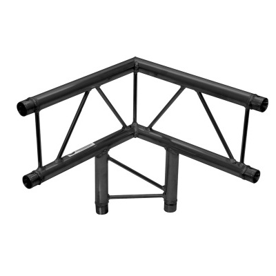 Estrutura modular metálica preta com ligação angular e travessas triangulares