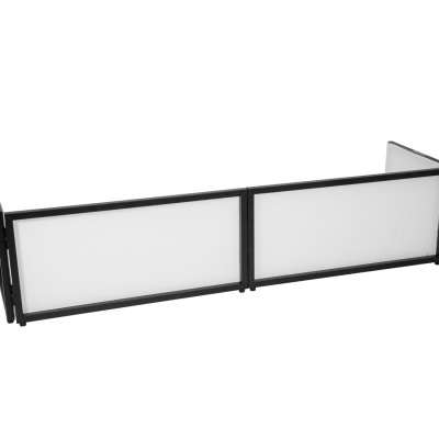 Painel separador de escritório preto com painéis brancos opacos