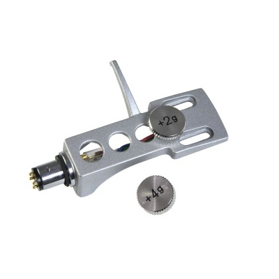 Cabeça de leitura para gira-discos prateada com dois parafusos