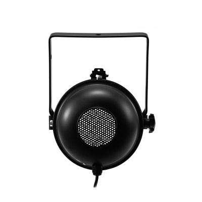 Luz de palco negra redonda com grelha circular perfurada