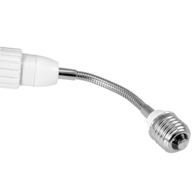 Adaptador alongador flexível para lâmpada com extremidades branca e metálica