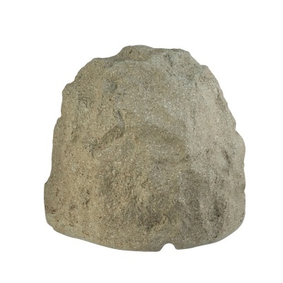 Escultura decorativa tipo pedra com textura rugosa e cor cinzenta