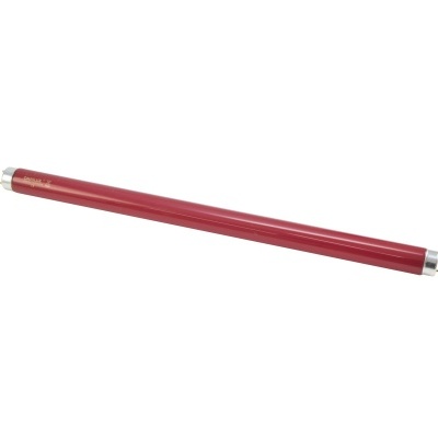 Tubular fluorescente vermelho com pontas metálicas prateadas