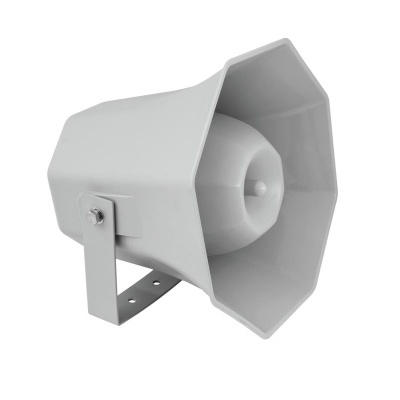 Coluna de som branca com suporte metálico