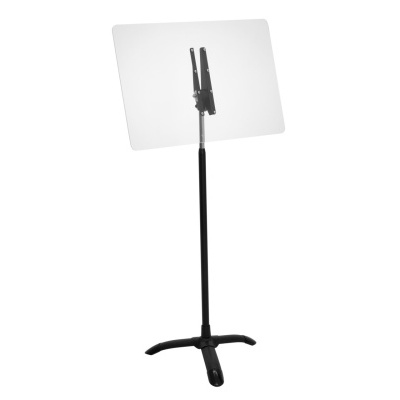 Estante de partitura preta com placa transparente