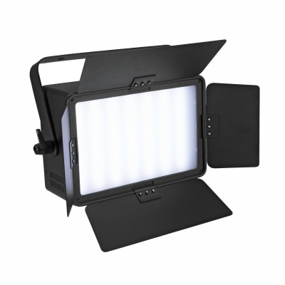 Projetor de luz retangular em metal preto com quatro abas móveis pretas