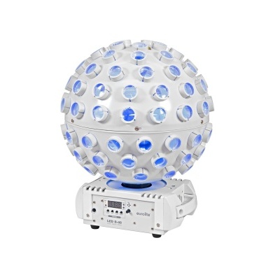 Globo de luz com lentes azuis e base branca com botões