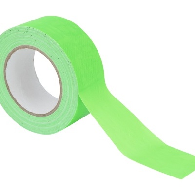 Rolo de fita adesiva verde fluorescente com parte estendida e núcleo de papel