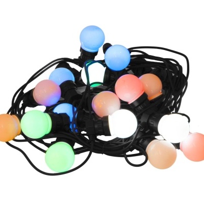 Cordão de luzes coloridas com lâmpadas em bola