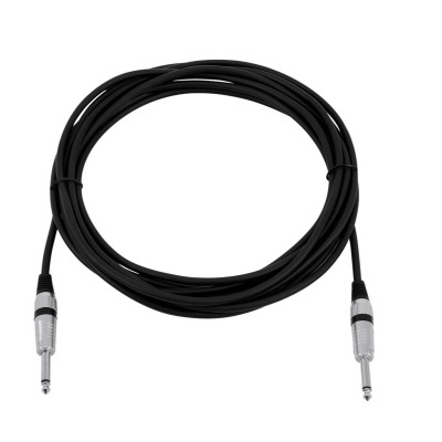 Cabo de áudio preto com conectores jack de 6,35 mm