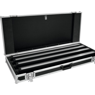 Estojo rígido preto aberto com quatro barras LED dentro