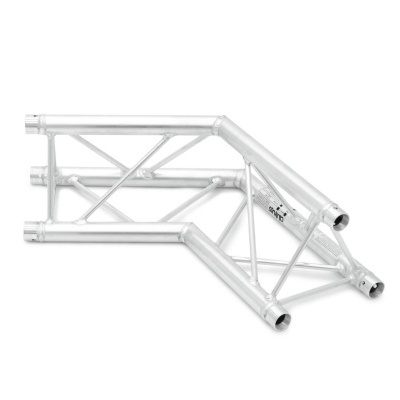 Estrutura metálica triangular prateada em alumínio para montagem de suportes