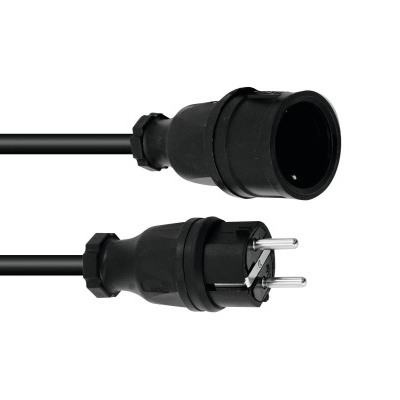 Cabo elétrico preto com ficha macho e ficheira fêmea