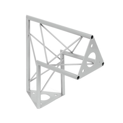 Suporte triangular branco em metal com design em treliça