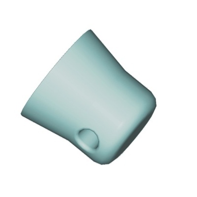 Copo de plástico azul claro com furo lateral