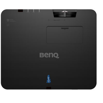 Projetor BenQ preto visto por cima com luz azul ligada