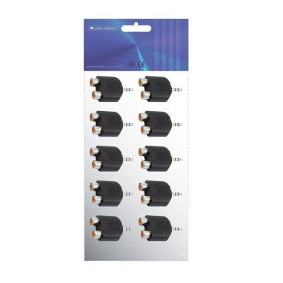 Cartela de dez adaptadores de tomada pretos com três pinos